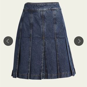 Salvatore Ferragamo Denim Pleated Skirt. Size 40 (USA size 8)